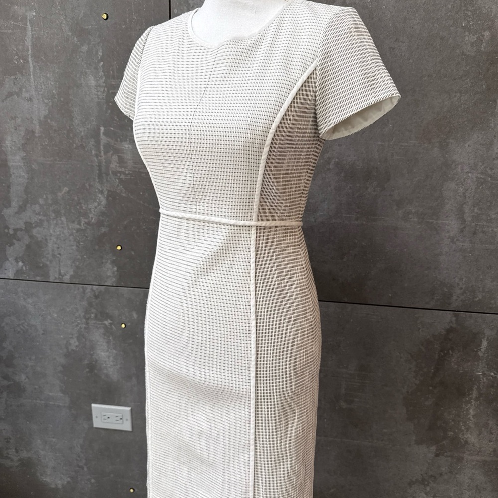 Lafayette 148 New York Cream Textured Midi Dress